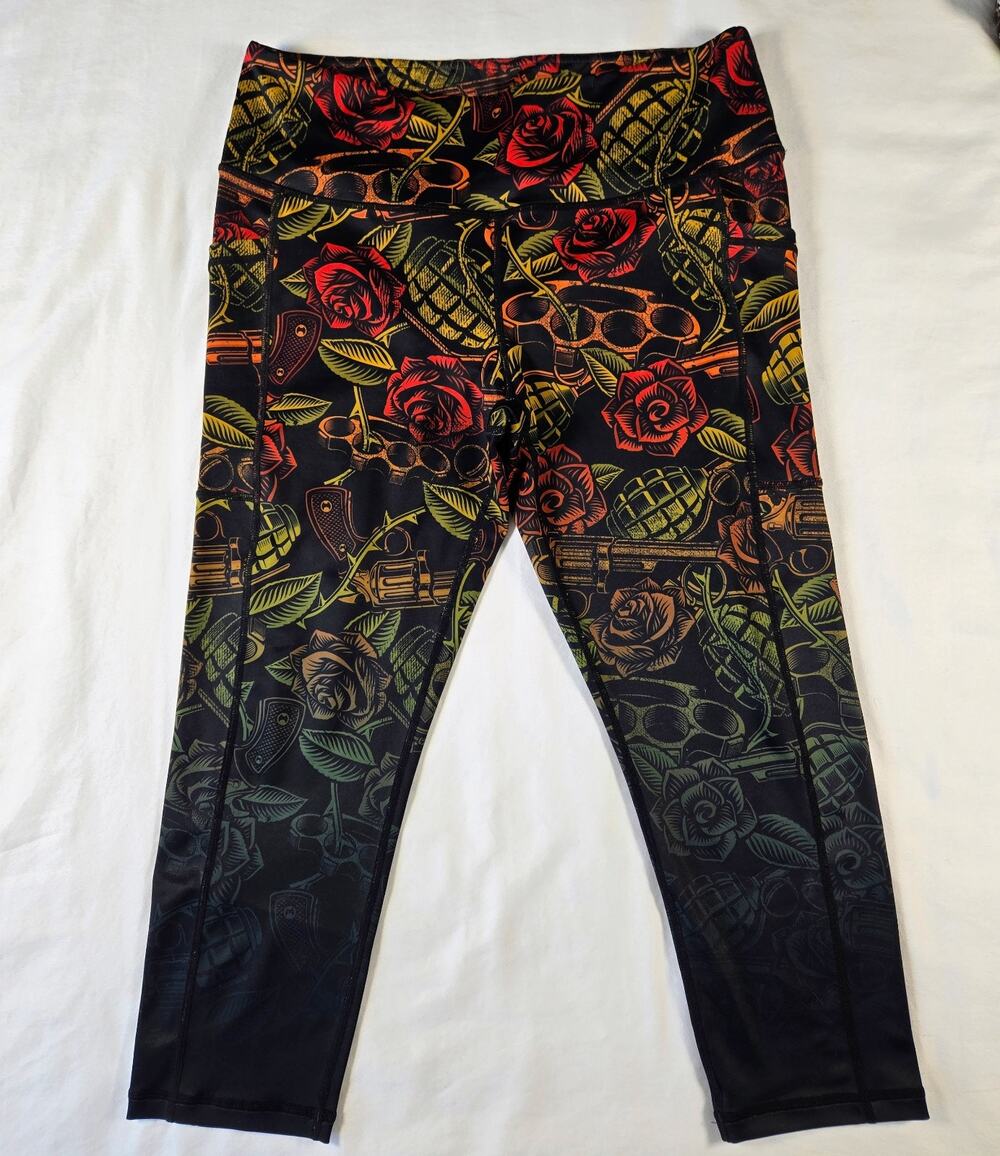 CVG Constantly Varied Gear Crop Womens Leggings Large Dressed To Kill Ombré Rose